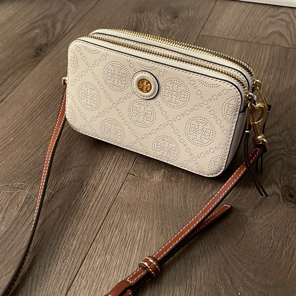 Tory Burch Monogram Leather Double Zip Mini Bag
